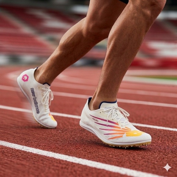 New Balance Other - New Balance MD800v8 Running Spikes Mens 10.5 White Yellow New FuelCell MMD800W8